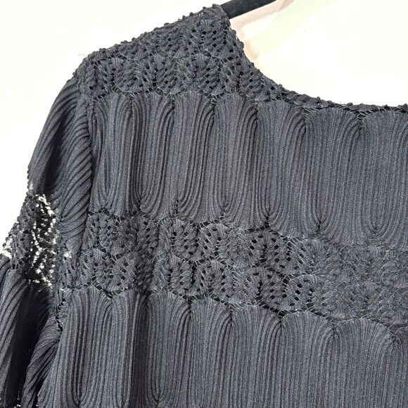 Catherines Black Lace Tunic Top sz 2X Textured Witchy Dark Romantic Whimsigoth - Picture 7 of 11
